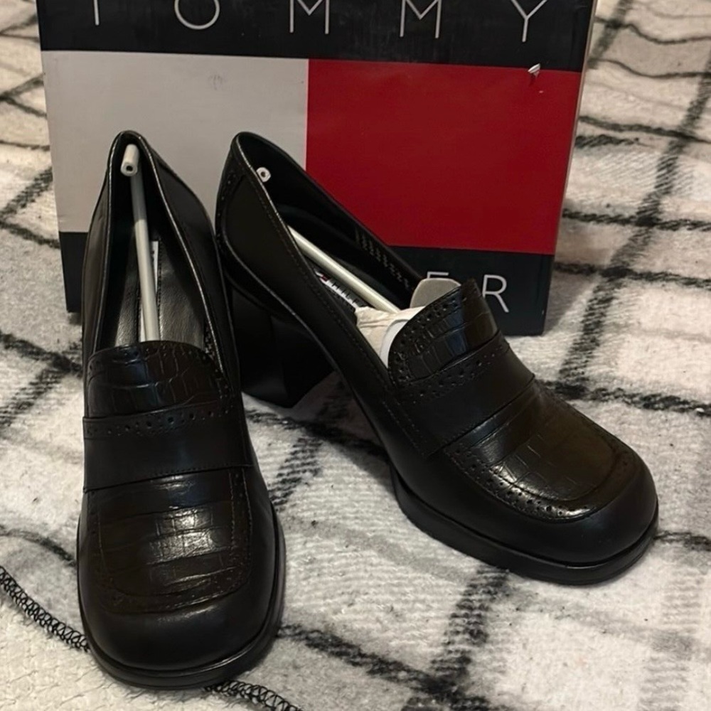 Tommy Hilfiger Black Croc-Patterned Heels